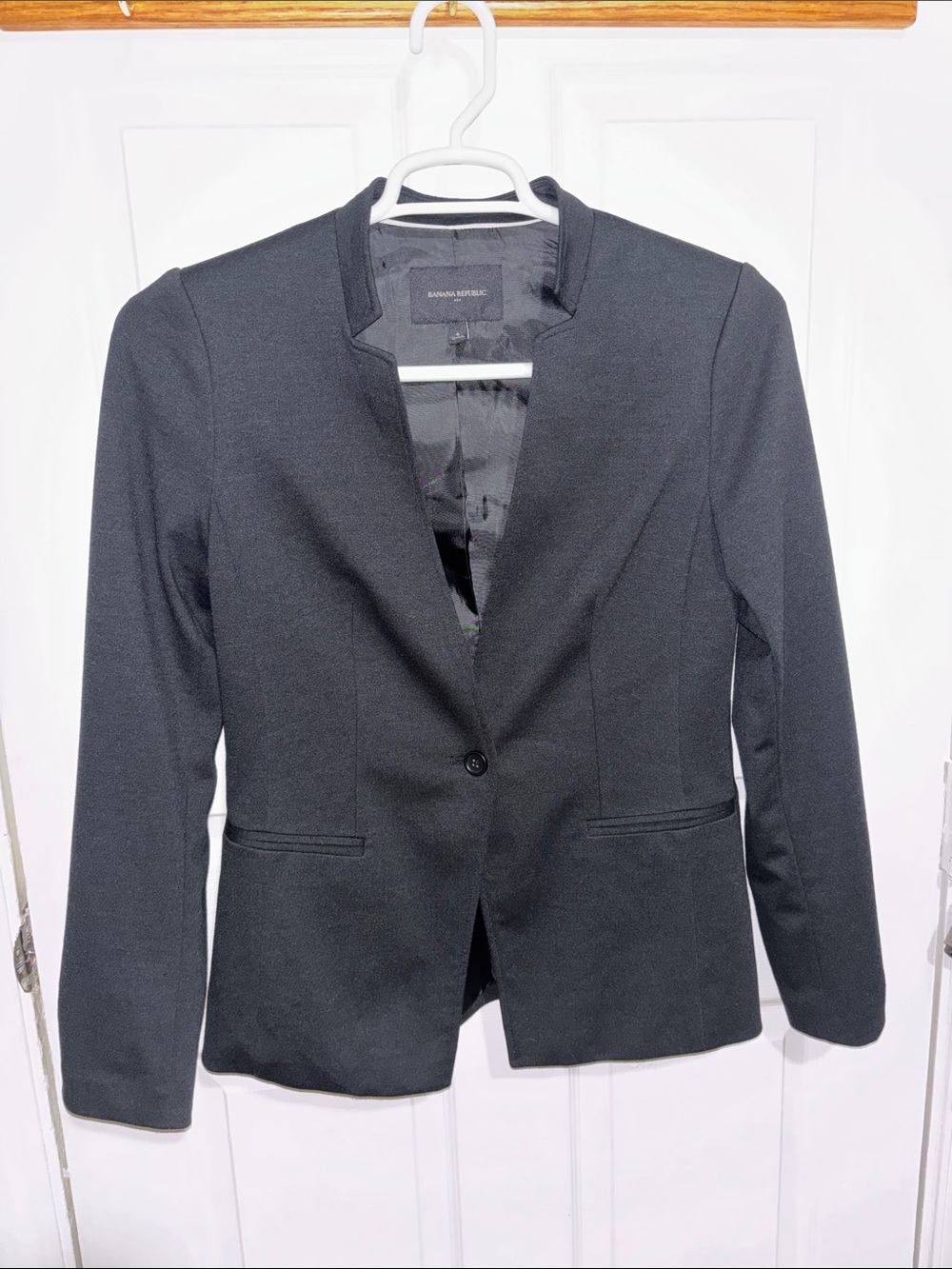 Black Womens Banana Republic Single-Button Blazer